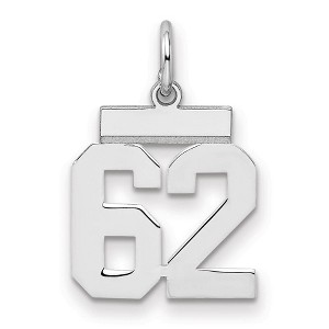 Black Bow Jewelry Sterling Silver, Athletic Collection, Small Polished Number 62 Pendant - 1 of 3