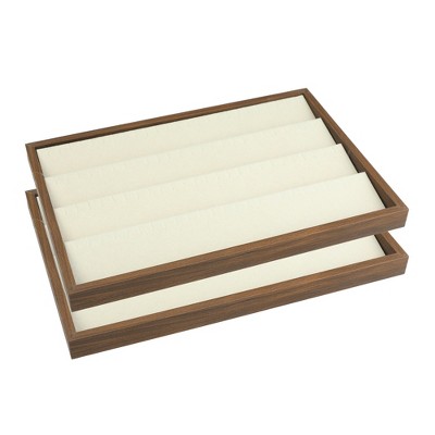 Unique Bargains Stackable Velvet Jewelry Storage Trays with Removable Dividers for Drawers Set of 2