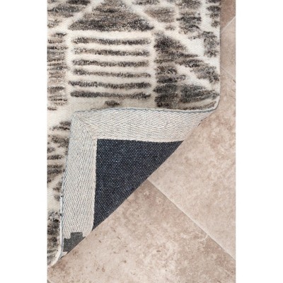 Handmade Tufted Wool Trellis Square Rug, 5' x 8', Stain-Resistant Gray