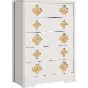 Fluted Dresser for Bedroom with 5 Drawers, 42.9 in Tall Chest of Large Drawers with Large Clothes Storage Cabinet, Wood Dresser, for Bedroom, Nursery - 1 of 1