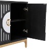 Olivia & May Art Deco Contemporary Mirrored Wood Cabinet Black: Fretwork Design, Iron Frame, No Assembly Required - 4 of 4