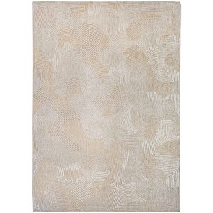 Beige and White Abstract Non Skid Area Rug - 1 of 4