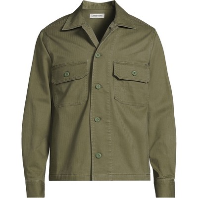 Lands' End Men's Herringbone Utility Shirt Jacket - Large - River Stone Green — фото 3