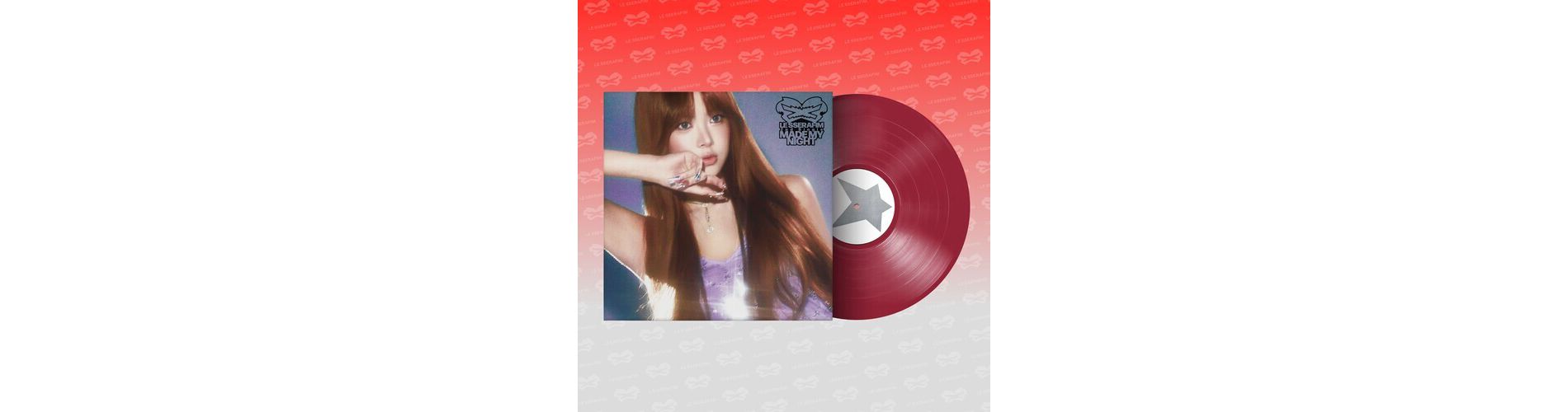 LE SSERAFIM - 2nd Single Album 'Made My Night' Vinyl (Warm Red Ver.) (Limited Edition Colored Vinyl Red Photo / Photo Card Poster)