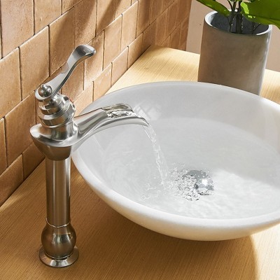 Brushed Nickel Single-Handle Waterfall Vessel Bathroom Faucet