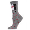 Memoi Purr-fectly In Love Crew Bamboo Blend Socks Med Gray Heather 9-11 - 4 of 4