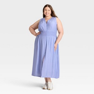 Women's Button-Front Maxi A-Line Dress - Universal Thread™ - 1 of 3