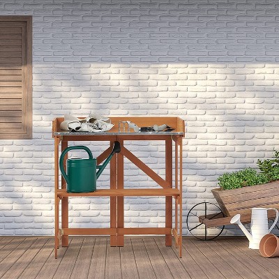 VYNXARIA Folding Potting Bench ¨C Durable Solid Wood Garden Workstation with Shelves!