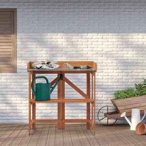 VYNXARIA Folding Potting Bench ¨C Durable Solid Wood Garden Workstation with Shelves! - 1 of 4