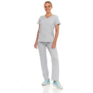 Hey Collection Women Scrubs Set 4-Way Stretch Mock Neck Top with Straight Leg Scrub Pants with Four Pockets - 1 of 4