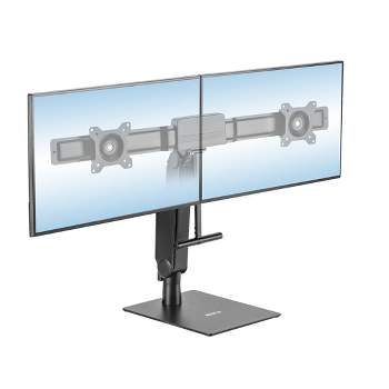 Mount-It! Monitor Stand With Freestanding Base and Height Adjustable Arm for Dual Monitors | Fits Monitors from 17" to 32" | Supports Up to 17.6 Lbs.