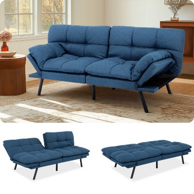 Dyonery Memory Foam Futon Sofa Bed|Convertible Sleeper Sofa with 3-Position Adjustable Backrest and 4-Position Armrest, 72" loveseat