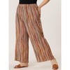 Agnes Orinda Women's Plus Size Boho Palazzo Elastic Waist Stripe Wide Leg Lounge Pants with Pocket - 2 of 4