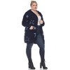 Plus Hooded Open Front High Pile Fleece Coat - White Mark - 3 of 4