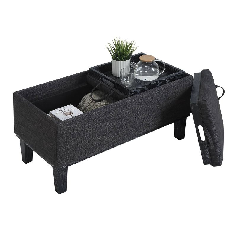 Breighton Home Designs4Comfort Brentwood Storage Ottoman with Reversible Trays Dark Charcoal Gray Fabric/Black, 4 of 7