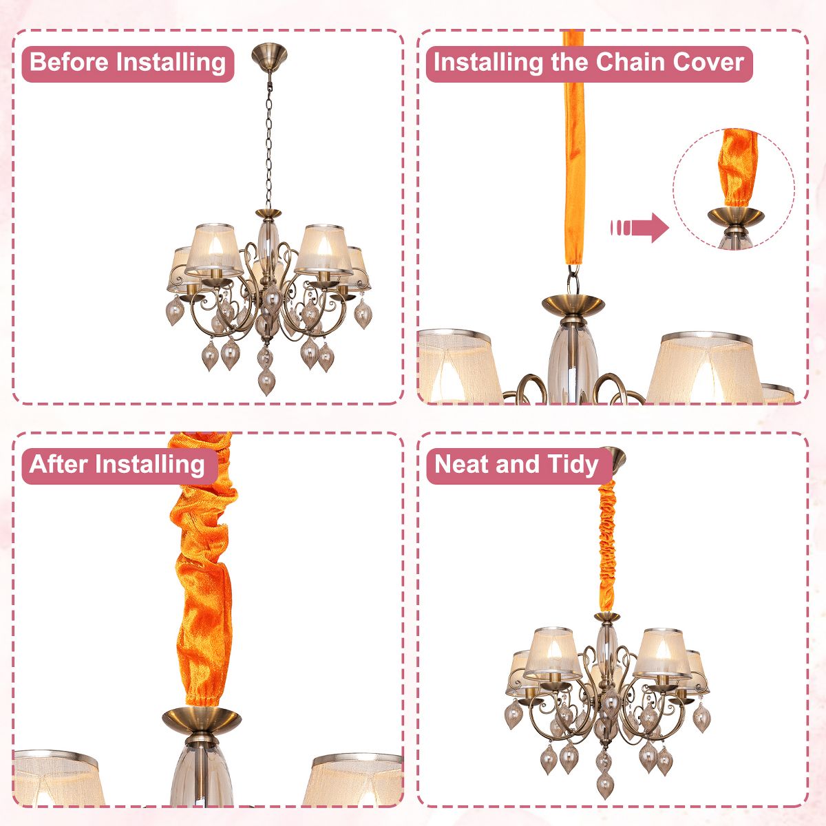 Unique Bargains Chandelier Chain Cord Cover, Fabric Cord Covers in Linen Fabric 4.92 Ft Black - thumbnail 6