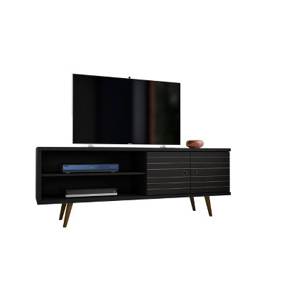 Liberty Mid-Century Modern 2 Shelves and 2 Doors TV Stand for TVs up to 60" Black - Manhattan Comfort