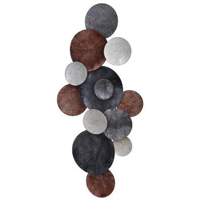 Metal Nobu Hanging Assorted Hammered Circles Unframed Wall Canvas - StyleCraft