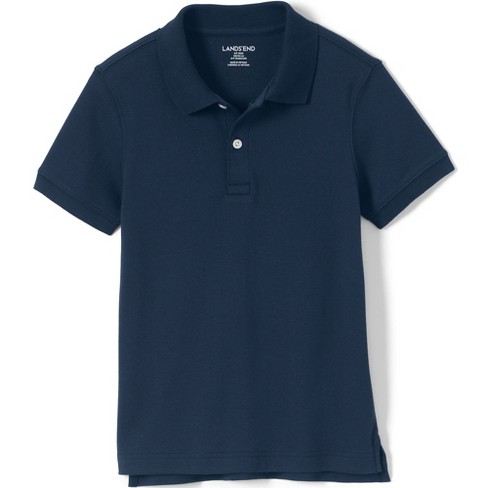 Lands' End School Uniform Kids Short Sleeve Tailored Fit Interlock Polo  Shirt - Medium - Classic Navy