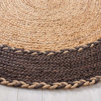 Natural Brown Oval Handwoven Cotton Area Rug 4' x 6'