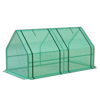 Aoodor Mini Greenhouse with 2 Zipper Doors, Portable Garden Greenhouse with Roll-up Zipper Doors, UV-Protected for Outdoor Plants, 6'x3'x3'