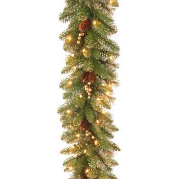 National Tree Company 9 ft. Glittery Gold Pine Garland with Clear Lights
