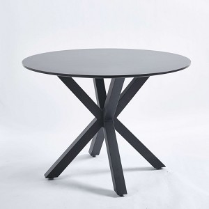 Gulches 42.1" Black Round Dining Table - Cross Metal Legs, MDF Top for 4-6 People, Mid-Century Style for Home/Kitchen - 1 of 4