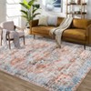 Indoor Vintage Floral Print Living Room Bedroom Area Rugs, Low Pile Non Slip Floor Carpet for Dining Room Office - 2 of 4