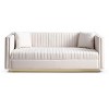 Contemporary Velvet Sofa - Vertical Channel Tufted Modern Couch with Gold Metal Base & 2 Pillows, Solid Wood Frame for Living Room - 4 of 4