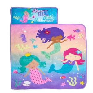 NoJo Mermaid Toddler Nap Mat - Includes Attached Pillow and Fleece Blanket - 1 of 4