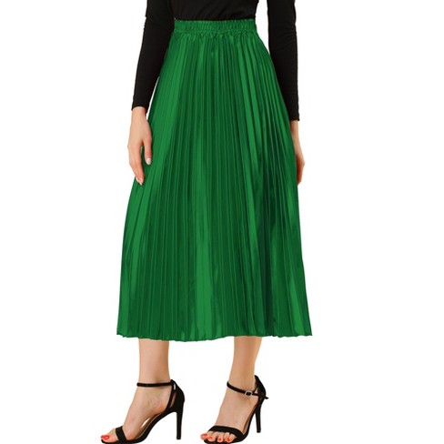 Womens pleated skirt clearance green