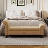 Vynxaria 64.5" Khaki Tufted Ottoman and Bench with Storage for Bedroom - 3 of 4