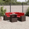 vidaXL 6 Piece Garden Sofa Set with Cushions Poly Rattan - Brown - 2 of 4