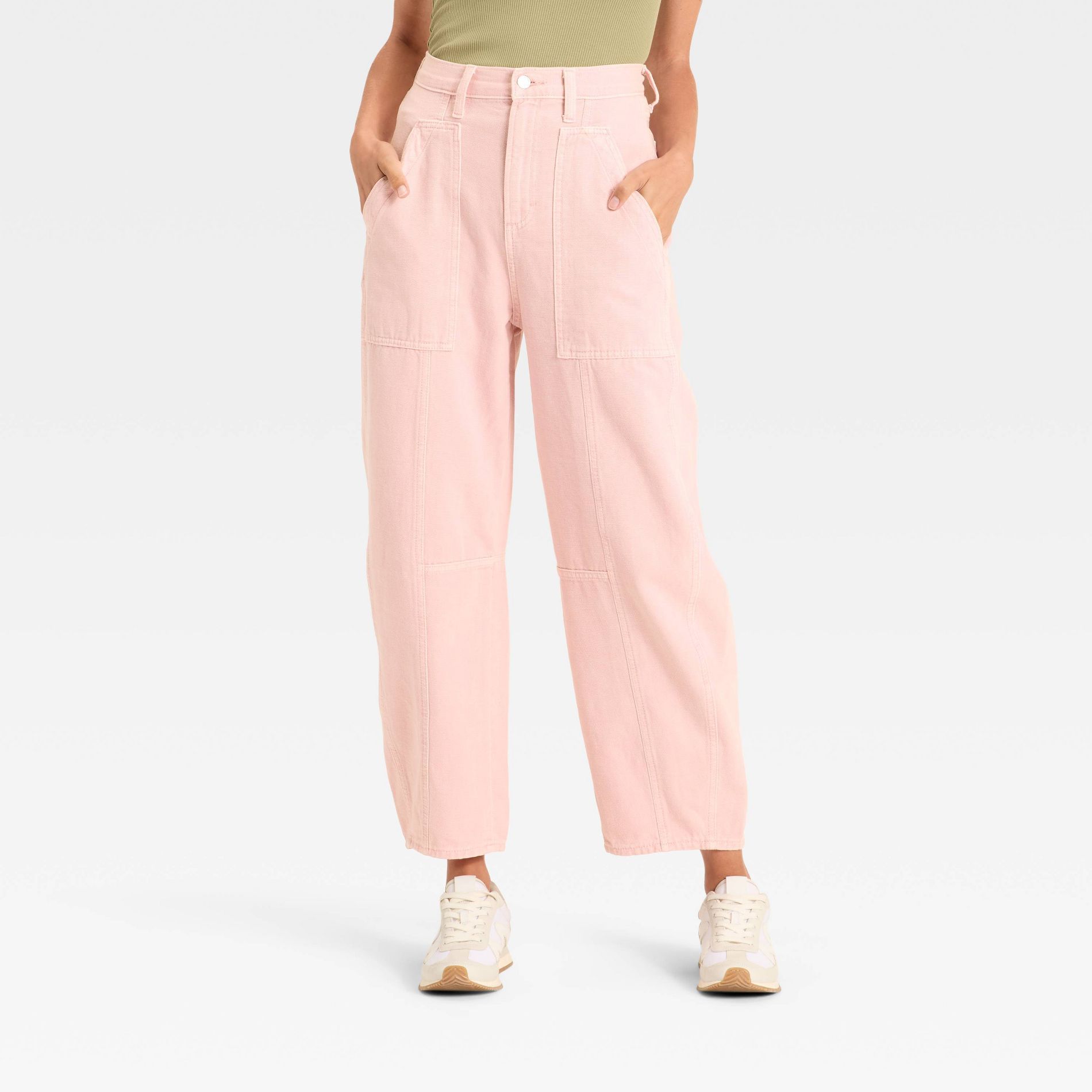 Women's High-Rise Utility Barrel Jeans - Universal Thread™ Pink 6
