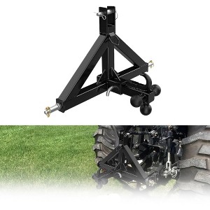 3 Point Hitch Receiver for Category 1 Tractor, 2 in Receiver, 3 Ball & Hook, Heavy Duty Trailer Hitch - 1 of 4