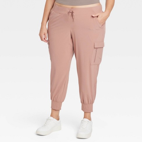 Women's Stretch Woven Cargo Pants 27 - All In Motion™ Clay Pink 4x : Target