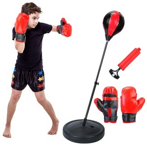 iMountek"Junior Boxing Set for Kids 3-8 Years, Adjustable Punching Bag with Gloves & Free-Standing Ball"Black&Red - 1 of 4