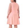 Agnes Orinda Women's Plus Size Pleat Front Square Neck Sheer Sleeve Flowy A-Line Dresses - 4 of 4