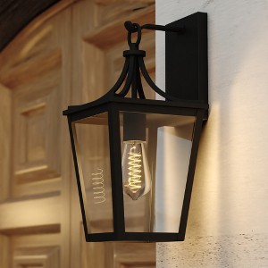 VAXCEL Cottage Grove 1 Light Matte Black Transitional Outdoor Wall Lantern Clear Glass - 1 of 4