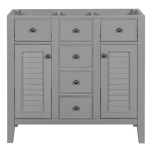 36 Inch Bathroom Vanity Without Ceramic Sink Top, Modern Bathroom Storage Cabinets with 2 Cabinets and 5 Drawers, Solid Wood Frame - 1 of 4
