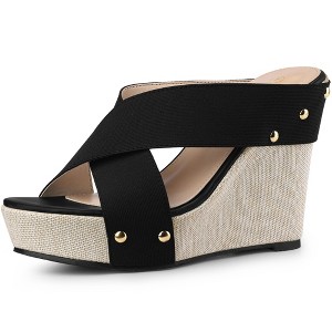 Perphy Women's Open Toe Platform Linen Slide Wedge Heel Sandals - 1 of 4