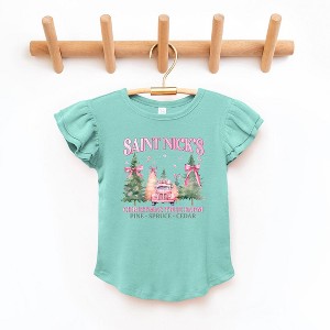 The Juniper Shop Coquette St. Nick's Tree Farm Toddler Flutter Sleeve Tee - 1 of 3