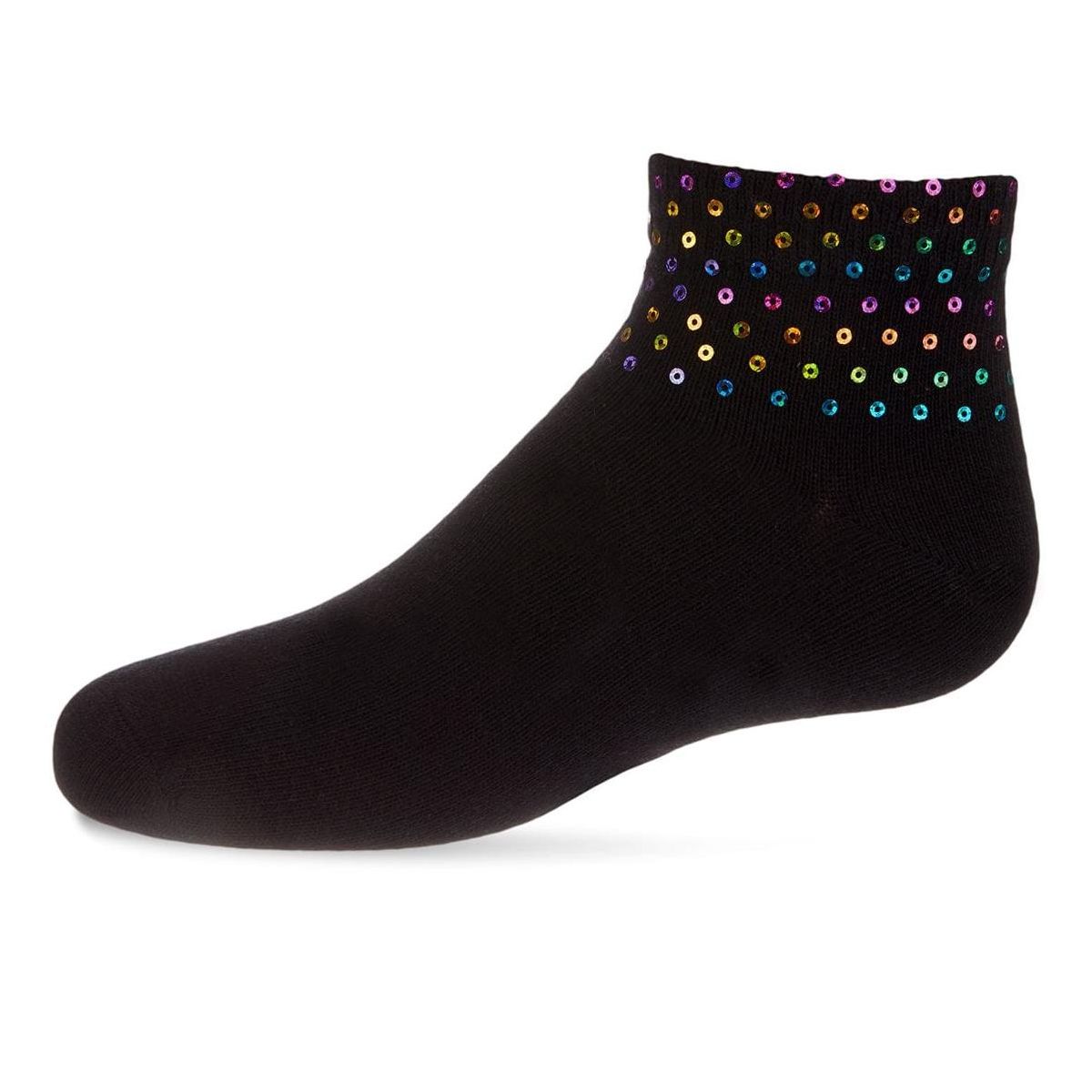 Memoi Multicolor Sequin Cotton Blend Girls Anklet Sock