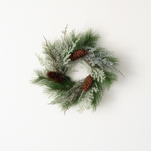 Sullivans 16-in Indoor/Outdoor Green Pine Artificial Christmas Wreath in  the Artificial Christmas Wreaths department at