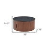 HomeRoots 32" Black and Walnut Wood Round Drum Coffee Table - 3 of 4