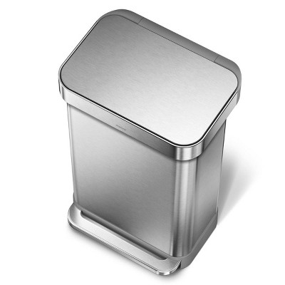 Brushed Stainless Steel 12 Gallon Rectangular Step Trash Can