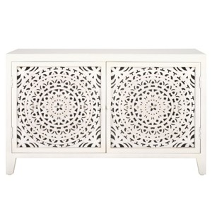Raelie 2 Shelf 2 Door Media Stand - MED5301 - White Washed - Safavieh - 1 of 4