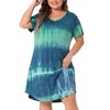 Agnes Orinda Women's Plus Size Tie Dye Trendy V Neck Round Hem Casual T-Shirt Dresses - 2 of 4