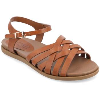 Journee Collection Womens Kimmie Ankle Strap Flat Sandals