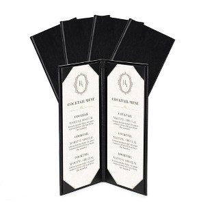 WeChef 5 Pack Leather Menu Covers 4.25x11" / 4.25x14" Single Page Trifold Booklet Style - 1 of 4